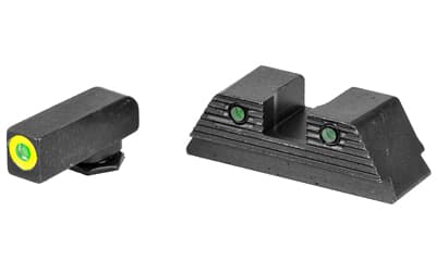 AmeriGlo Trooper, Sight, Fits GLOCK 20/21/29/30/31/32/36/40/41, Green Tritium LumiLime Outline Front, Green Tritium Black Serrated Rear, Front/Rear