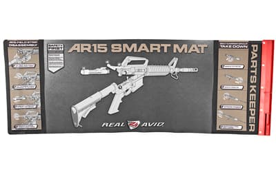 Real Avid Mat, Smart AR15 Cleaning Mat, Parts Keeper Tray, Magnetic Compartment, Oil/Solvent Resistant Coating, 43" X 16"
