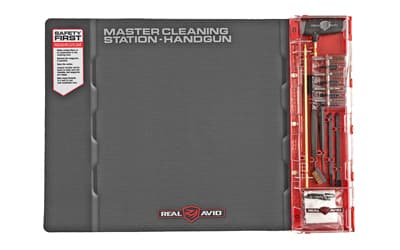 Real Avid Master Cleaning Station, Handgun Cleaning Kit, For .22, .357, .38, .40, .45, 9mm, Deluxe Gun Mat With Set Of Cleaning Tools