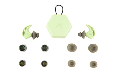 AXIL X20, Earplugs, Slate Green, Includes (3) Silicon Tips, (2) Foam Tips and Pocket Carry Case