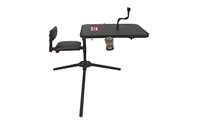 Birchwood Casey Xtreme Shooting Bench, Seat and Top Swivel Together or Independently 360 Degrees, 2 Shell Gear Pockets