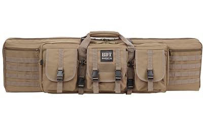Bulldog Cases Deluxe Tactical Rifle Case, Fits Single Rifle, Three Front Acc. Pockets, Large Main Front Pocket, Back Pack Straps, 36" Soft Case, Tan