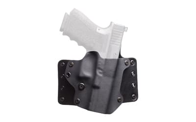 BlackPoint Tactical Leather Wing OWB Holster, Fits Glock 19/23/32, Right Hand, Black Kydex & Leather, with 1.75" Belt Loops, 15 Degree Cant