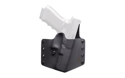 BlackPoint Tactical Standard OWB Holster, Fits Sig P365 AXG Legion, Right Hand, Black Kydex & Leather, 1.75" Belt Loops, Optic Compatible