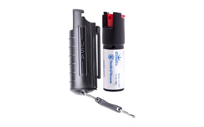 Caliber Gourmet Smith and Wesson Pepper Spray, 0.5oz, Plastic Case, Slide to Side Type Safety, Black