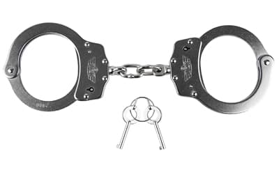 Caliber Gourmet Uzi Handcuffs, Chain Connection, Double Locking, Silver, Includes 2 Keys