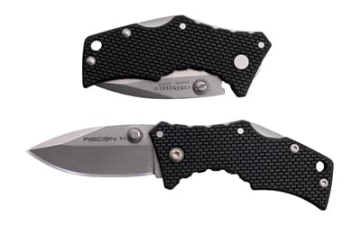 Cold Steel Micro Recon 1, Folding Knife, 2" Spear Point Blade, 4.375" Overall Length, 4034 Stainless Blade Steel, Plain Edge, Stonewash Finish