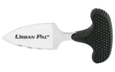 Cold Steel Urban Pal, Fixed Blade Knife, 1.5" Blade Drop Point, 3/4 Serrated Edge, AUS 8A/Polished, Black Kraton, Includes Secure-Ex Sheath