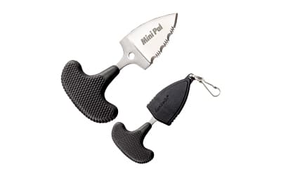 Cold Steel Mini Pal, Fixed Blade Knife, 1" Blade, Drop Point, 3/4 Serrated Edge, AUS 8A/Polished, Black Kraton, Includes Secure-Ex Sheath