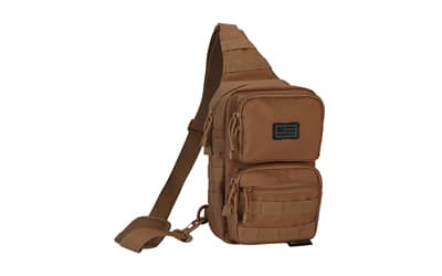 Evolution Outdoor Shoulder Sling Pack, Tactical Bag, Polyester, Padded Shoulder Strap, Adjustable, MOLLE Webbing, Coyote