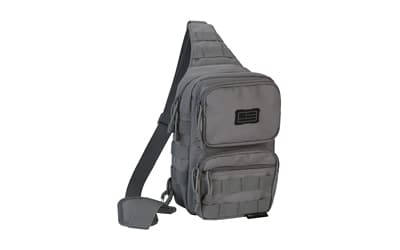 Evolution Outdoor Shoulder Sling Pack, Tactical Bag, Polyester, Padded Shoulder Strap, Adjustable, MOLLE Webbing, Gray