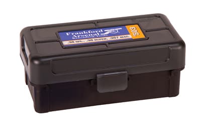 Frankford Arsenal Hinge-Top Ammo Box, 503, 50 Rounds, Fits 38 Special, 357 Magnum and 38 Super, Smoke Gray, Plastic
