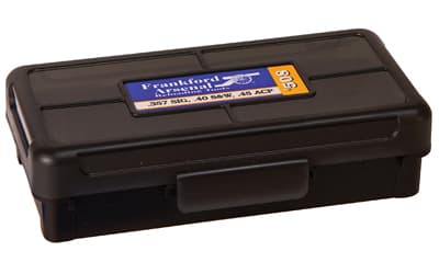 Frankford Arsenal Hinge-Top Ammo Box, 508, 50 Rounds, Fits 10MM, 40S&W and 45ACP, Smoke Gray, Plastic