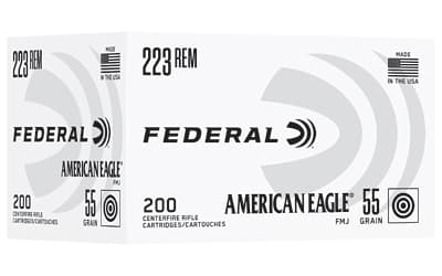 Federal American Eagle, 223 Remington, 55 Grain, Full Metal Jacket, 200 Round Box