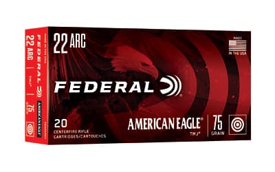 Federal American Eagle, 22 ARC, 75 Grain, Total Metal Jacket, 20 Round Box