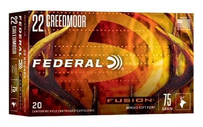 Federal Fusion, 22 Creedmoor, 75 Grain, Fusion Soft Point, 20 Round Box