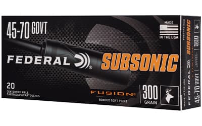 Federal Fusion, 45-70 Government, 300 Grain, Subsonic Fusion Soft Point, 20 Round Box
