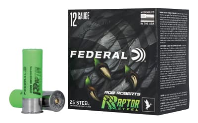Federal Raptor Steel, 12 Gauge, 3", #4, Max Dram, 1 3/8oz, Steel, 25 Round Box