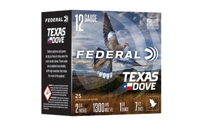 Federal Texas Dove, 12 Gauge, 2.75", #7.5, 1 1/8oz, Shot Shell Ammunition, Lead, 25 Round Box