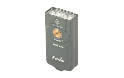 FENIX E03R V2, Flashlight, White and Red LED, 500 Lumens, 2.07" Long, Anodized Finish, Gray, Built-in 400 mAh Battery