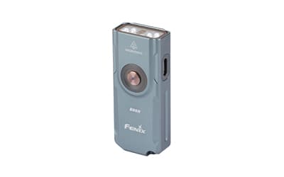 FENIX E06R, Flashlight, White/UV LED with Red Laser, 700 Lumens, 2.72" Long, Anodized Finish, Gray, Built-in 750mAh Battery