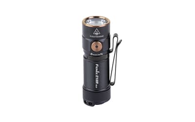 FENIX E18R V2, Flashlight, White LED, 1,200 Lumens, 2.64" Long, Anodized Finish, Black, Includes Rechargeable 16340 and USB Type-C Charging Cable