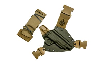GunfightersINC Kenai Chest Holster, Kydex Shell, Nylon Harness, Fits Smith & Wesson M&P 45/10MM, Gray Shell, Coyote Brown Harness, Right Hand