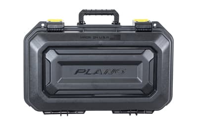 Plano All Weather 2, 2 Pistol Case, Thick-Wall Reinforced Polypropylene Construction, Pluck to Fit Foam, Black and Yellow, 6.8 lbs