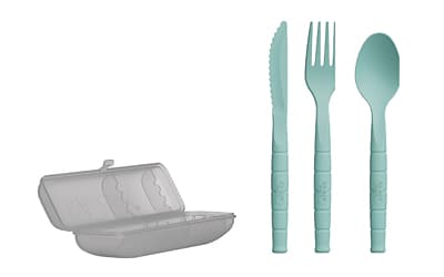 KA-BAR Knives Lunch Pal, Utensil Set, Spoon/Fork/Knife, Creamid Construction, Teal, Includes Frost Colored Carrying Case