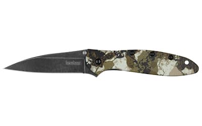 Kershaw Leek, Assisted Folding Knife, 3" Wharncliffe Blade, 14C28N Blade Steel, 7" Overall Length, Black Stonewash Finish Blade, Plain Edge