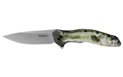 Kershaw Shoreline, Assisted Folding Knife, 3" Drop Point Blade, 8Cr13MoV Blade Steel, 7.15" Overall Length, Silver Stonewash Finish Blade