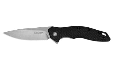 Kershaw Shoreline, Folding Knife, Flipper Assisted Opening, Plain Edge, 8Cr13Mov Steel, Stonewashed Finish, Glass Filled Nylon Handle, 3" Blade