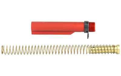 LBE Unlimited AR15 Milspec Buffer Tube Kit, Buffer Tube, Recoil Spring, Castle Nut, Receiver End Plate, Recoil Buffer, Red