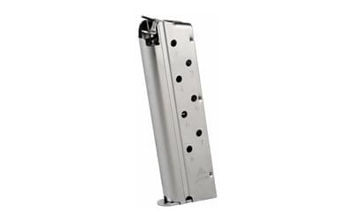 Mec-Gar USA Pistol Magazine, 40S&W, 8 Rounds, Fits 1911 Pistols, Silver, Steel, Nickel Finish