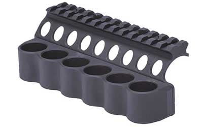 Mesa Tactical 6-Shell Side Saddle, 12 Gauge, Fits Benelli M4, On-gun shotshell carriers, Black Finish