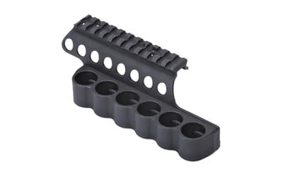 Mesa Tactical 6-Shell Side Saddle, 12 Gauge, SureShell Saddle with Rail, Fits Mossberg 500, 590, Black