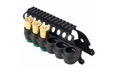 Mesa Tactical SureShell, 12 Gauge, 6-Shell Side Saddle with Rail, Fits Remington 870 12 Gauge, Polymer, Matte Finish, Black