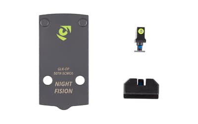 Night Fision Optic Plate + Backup Sight Combo, Yellow Front Night Sight with Black Rear, Holosun 507K Optic Plate, Fits Glock 43X/48 MOS