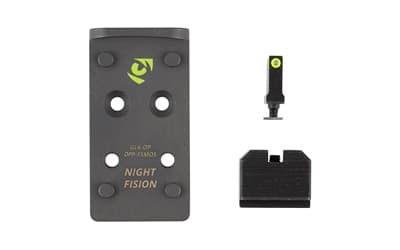 Night Fision Optic Plate + Backup Sight Combo, Yellow Front Night Sight with Black Rear, Leupold DeltaPoint Pro/Sig Romeo Pro Optic Plate