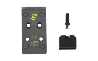 Night Fision Optic Plate + Backup Sight Combo, Black Sights, Leupold DeltaPoint Pro/Sig Romeo Pro Optic Plate, Fits Full Size Glock MOS