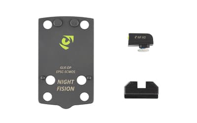 Night Fision Optic Plate + Backup Sight Combo, Yellow Front Night Sight with Black Rear, Holosun EPS Carry Optic Plate, Fits Glock 43X/48 MOS