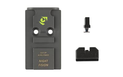 Night Fision Optic Plate + Backup Sight Combo, Black Sights, Aimpoint ACRO Optic Plate, Fits Full Size Glock MOS