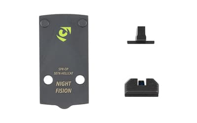 Night Fision Optic Plate + Backup Sight Combo, Black Sights, Holosun 507K Optic Plate, Fits Springfield Hellcat