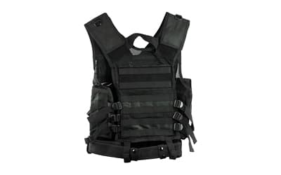 NcSTAR Tactical Vest, Nylon, Black, Size Medium- 2XL, Fully Adjustable, PALS Webbing, Pistol Mag Pouches, Rifle Mag Pouches