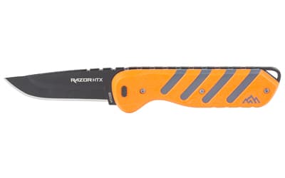 Outdoor Edge Razor HTX, Fixed Blade Knife, Plain Edge, 3" Blade Length, Includes (3) Drop Point Blades, (2) Caping Blades, (1) Gutting Blade