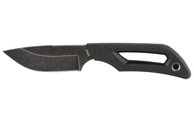 Outdoor Edge Pivot, Fixed Blade Knife, Plain Edge, Drop Point, 2.5" Blade, 8Cr13Mov Stainless Steel, Stonewashed Finish, Black, Includes Sheath