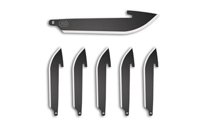 Outdoor Edge Razor EDC Blades, Plain 2.5" Blades, Drop Point, 420J2 Stainless Steel, Black Oxide Finish, 6 Pack