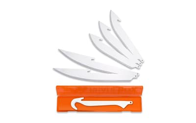 Outdoor Edge Razor Safe Replacement Blades, Plain Edge, 20J2 Stainless Steel, (3) 3.5" Drop Point Blades, (2) 5" Boning/Fillet Blades