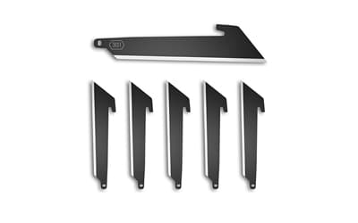 Outdoor Edge Utility Blade Pack, 3", Plain Edge, 420J2 Stainless Steel Construction, Black Oxide Finish, Black, Pack of 6