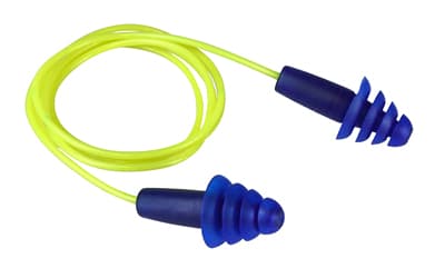 Radians Resistor II Reusable Corded Ear Plug, 2 Pair, NRR 27, 4 Flange Tapered Shape, Aqua